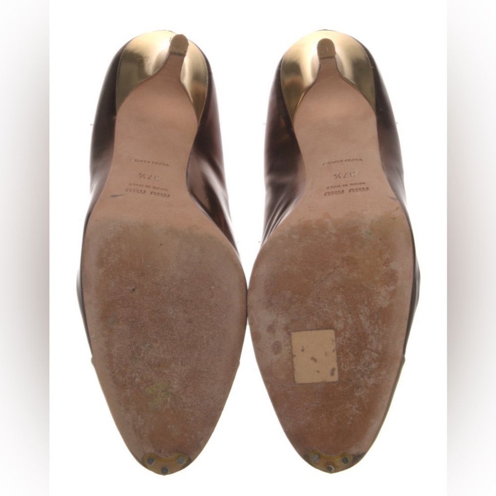 Miu Miu By Prada Metallic Colorblock Round Toe He… - image 5